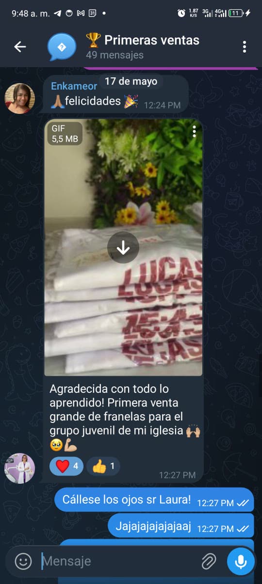 Captura completa de caso de éxito de cliente con producto sublimado